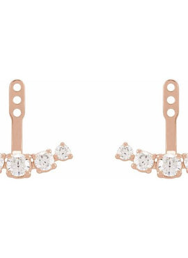 14K Yellow Gold 1 CTW Lab-Grown Diamond Curved Bar Earring Jackets