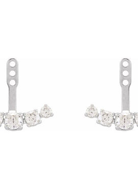 14K Yellow Gold 1 CTW Lab-Grown Diamond Curved Bar Earring Jackets
