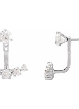 14K Yellow Gold 1 CTW Lab-Grown Diamond Curved Bar Earring Jackets