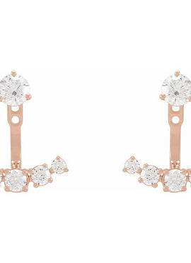 14K Yellow Gold 1 CTW Lab-Grown Diamond Curved Bar Earring Jackets
