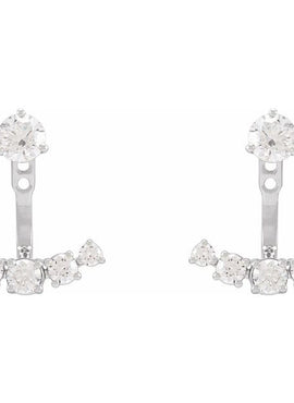 14K Yellow Gold 1 CTW Lab-Grown Diamond Curved Bar Earring Jackets