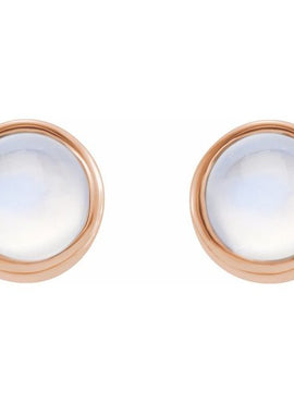 14K White Gold Natural Turquoise Bezel-Set Earrings