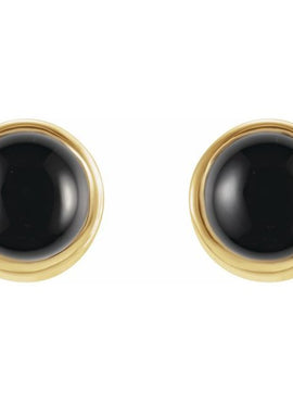 14K White Gold Natural Turquoise Bezel-Set Earrings