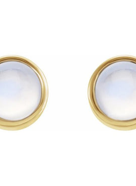 14K White Gold Natural Turquoise Bezel-Set Earrings