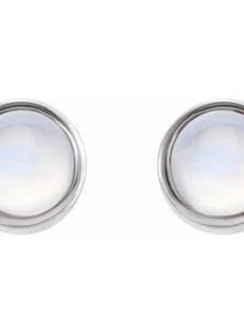 14K White Gold Natural Turquoise Bezel-Set Earrings
