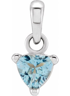 Sterling Silver 5x5x5 mm Trillion Natural Aquamarine Pendant