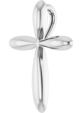 14K White Gold 14.65x11.2 mm Cross Pendant