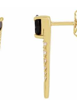 14K Yellow Gold Natural Emerald & 1/8 CTW Natural Diamond Spike Earrings