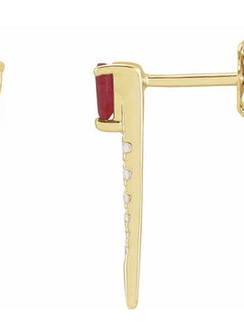 14K Yellow Gold Natural Emerald & 1/8 CTW Natural Diamond Spike Earrings