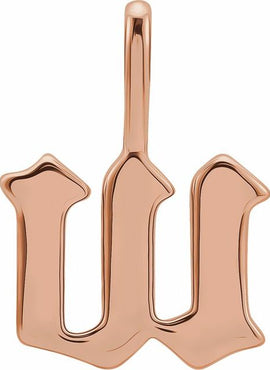 14K Rose Gold Gothic Initial A Charm/Pendant