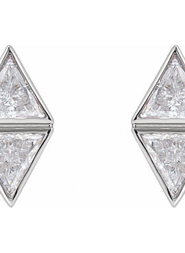 14K White Gold 1/4 CTW Natural Diamond Two-Stone Bezel-Set Earrings
