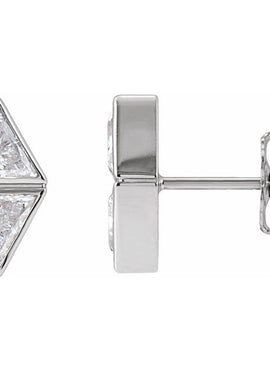 14K White Gold 1/4 CTW Natural Diamond Two-Stone Bezel-Set Earrings