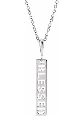14K Yellow Gold 27.2x4 mm Blessed Bar Pendant