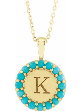 Platinum Natural Turquoise Engravable Halo-Style Pendant