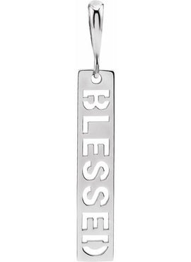 14K Yellow Gold 27.2x4 mm Blessed Bar Pendant