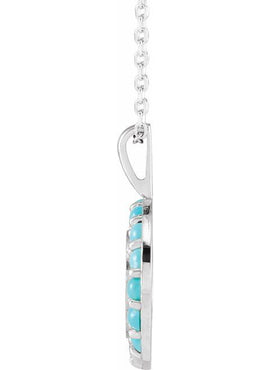 Platinum Natural Turquoise Engravable Halo-Style Pendant