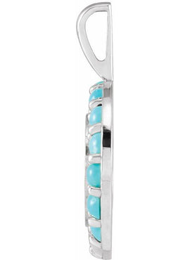 Platinum Natural Turquoise Engravable Halo-Style Pendant