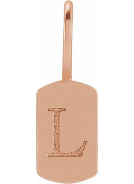 14K Rose Gold Engravable Dog Tag Charm/Pendant