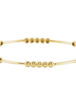 14K Yellow Gold 3.6 mm Beaded Bangle 7 3/4