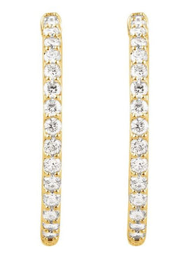 14K White Gold 6 1/2 CTW Natural Diamond Inside-Outside 51 mm Hinged Hoop Earrings