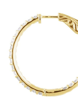 14K White Gold 6 1/2 CTW Natural Diamond Inside-Outside 51 mm Hinged Hoop Earrings