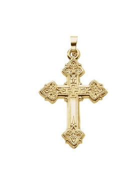 14K Yellow Gold 20x16 mm Hollow Cross Pendant