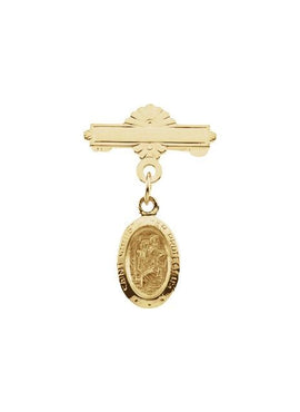 14K Yellow Gold St. Christopher Baptismal Pin