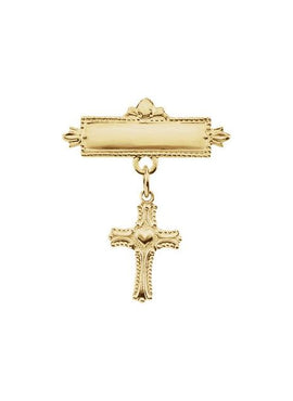 14K Yellow Gold Cross Baptismal Pin