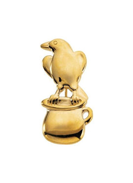 14K Yellow Gold Crow & Pitcher Brooch
