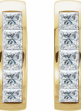 14K White Gold Lab-Grown Blue Sapphire Hoop Earrings