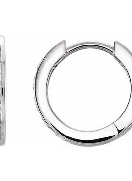 14K White Gold Lab-Grown Blue Sapphire Hoop Earrings