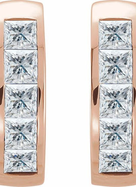14K White Gold Lab-Grown Blue Sapphire Hoop Earrings