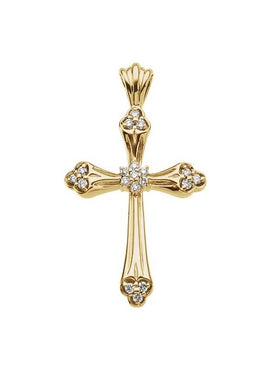 14K Yellow Gold 1/4 CTW Natural Diamond Cross Pendant