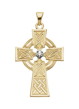 14K Yellow/White Gold .06 CT Natural Diamond Cross Pendant