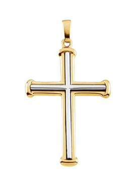 14K Yellow/White Gold 41.7x25 mm Cross Pendant