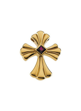 14K Yellow Gold Natural Ruby Cross Pendant