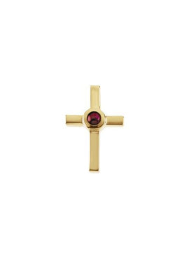 14K Yellow Gold Natural Ruby Cross Pendant