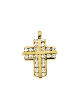 14K Yellow Gold 3/4 CTW Natural Diamond Cross Pendant