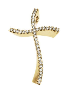 14K Yellow Gold 3/8 CTW Natural Diamond Cross Pendant