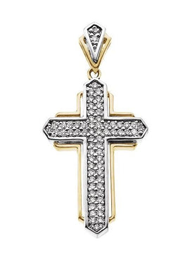 14K White/Yellow Gold 5/8 CTW Natural Diamond Cross Pendant