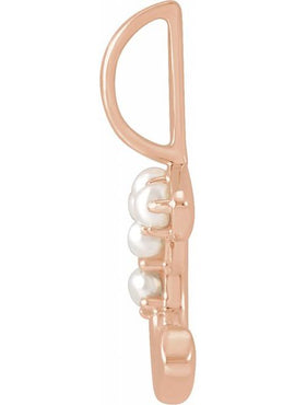 14K Yellow Gold Cultured White Freshwater Pearl Initial B Charm/Pendant