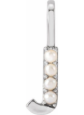 14K Yellow Gold Cultured White Freshwater Pearl Initial B Charm/Pendant