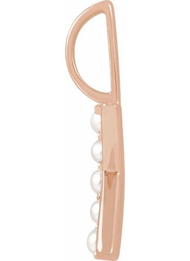 14K Yellow Gold Cultured White Freshwater Pearl Initial B Charm/Pendant