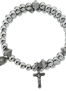 Sterling Silver Bead Wrap Rosary Bracelet