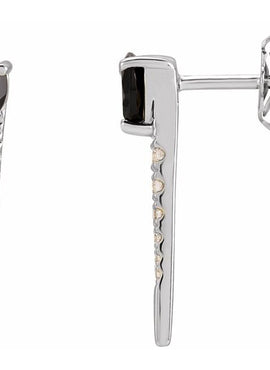 14K Yellow Gold Natural Emerald & 1/8 CTW Natural Diamond Spike Earrings