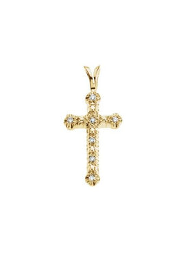 14K Yellow Gold .06 CTW Natural Diamond Cross Pendant