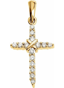 14K Yellow Gold 1/5 CTW Natural Diamond Cross Pendant