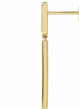 14K Yellow Gold .06 CTW Natural Diamond & Black Enamel Bar Earrings