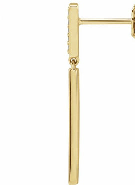 14K Yellow Gold .06 CTW Natural Diamond & Black Enamel Bar Earrings