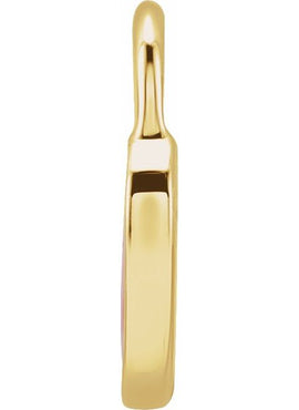 14K Yellow Gold White Enamel Heart Pendant